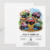 Invitation Pastel Road Monster Truck Anniversaire (Devant / Derrière)
