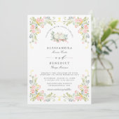 Invitation Pastel Rococo Garden Ornate Floral Wedding (Debout devant)