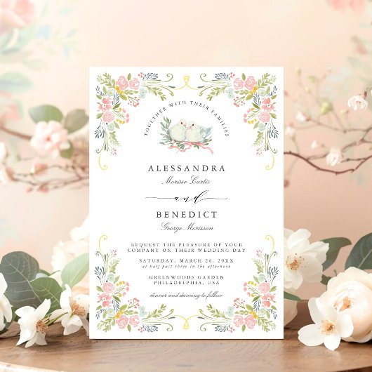 Invitation Pastel Rococo Garden Ornate Floral Wedding