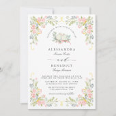 Invitation Pastel Rococo Garden Ornate Floral Wedding QR (Devant)