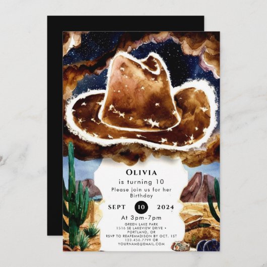 Invitation Pastel Rodeo Cowboy (Devant / Derrière)