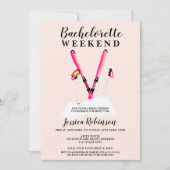 Invitation Pastel rose aquarelle ski fin de semaine bachelore (Devant)