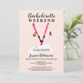 Invitation Pastel rose aquarelle ski fin de semaine bachelore (Debout devant)