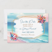 Invitation Pastel Rose Bleu Océan Afficher Mariage Enregistre (Devant)