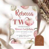 Invitation Pastel Rose Citrouille fille 2e anniversaire