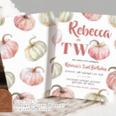 Invitation Pastel Rose Citrouille fille 2e anniversaire