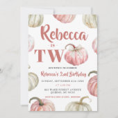 Invitation Pastel Rose Citrouille fille 2e anniversaire (Devant)