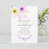 Invitation Pastel rose et bleu Floral Quinceañera (Debout devant)