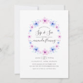 Invitation Pastel rose et bleu floral Sip et voir (Devant)