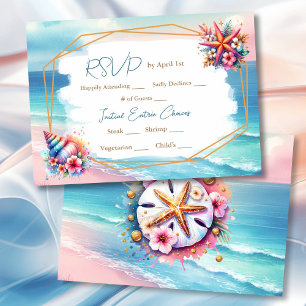 Invitation Pastel Rose et Blue Ocean View Wedding RSVP