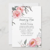 Invitation Pastel Rose et Grey Boho Floral Douche par courrie (Devant)