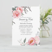 Invitation Pastel Rose et Grey Boho Floral Douche par courrie (Debout devant)