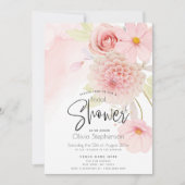 Invitation Pastel Rose Floral Douche nuptiale (Devant)