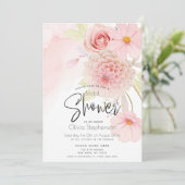 Invitation Pastel Rose Floral Douche nuptiale (Debout devant)