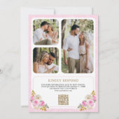 Invitation Pastel Rose Floral QR Code Photo Crest Mariage (Dos)
