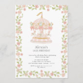 Invitation Pastel Rose Garden Carousel Birthday Party (Devant)