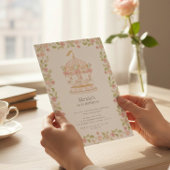 Invitation Pastel Rose Garden Carousel Birthday Party
