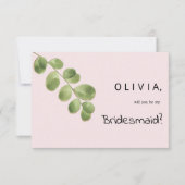 Invitation Pastel rose menthe or feuille d'eucalyptus Bridesm (Devant)