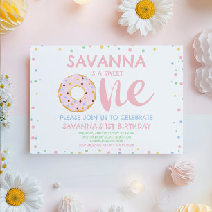 Invitation Pastel rose moderne Donut doux 1er anniversaire