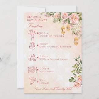 Invitation Pastel rose Moroccan lanterns baby shower timeline