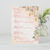 Invitation Pastel rose Moroccan lanterns baby shower timeline (Debout devant)