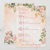 Invitation Pastel rose Moroccan lanterns baby shower timeline (Devant / Derrière)