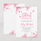 Invitation Pastel rose Romantique aquarelle florale douce 16 (Devant / Derrière)