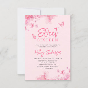 Invitation Pastel rose Romantique aquarelle florale douce 16