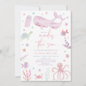 Invitation Pastel rose sous le Baby shower des Filles de la M (Devant)