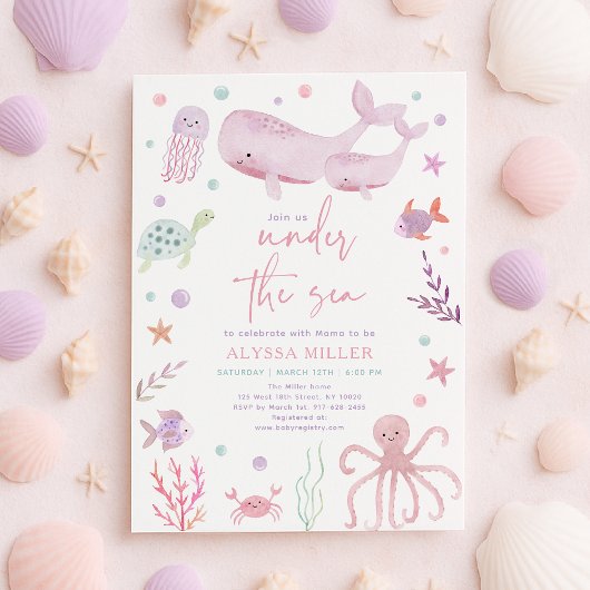 Invitation Pastel rose sous le Baby shower des Filles de la M