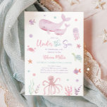 Invitation Pastel rose sous le Baby shower marin<br><div class="desc">Ce design adorable présente mes animaux marins peints à l'aquarelle dans des couleurs pastel.</div>