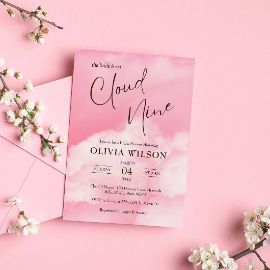 Invitation Pastel Rose Sur Cloud 9 Fête des mariées