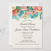 Invitation Pastel rose Turquoise Jaune Fête des mariées Flora (Devant)