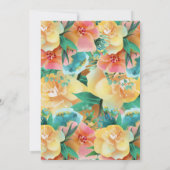 Invitation Pastel rose Turquoise Jaune Fête des mariées Flora (Dos)