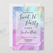 Invitation pastel rose Unicorn marbre liquide Girly Moderne (Devant)