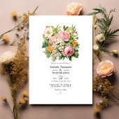 Invitation Pastel rose, vert et sable Brown Printemps mariage