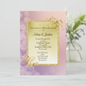 Invitation Pastel rose violet feuille d'or ÉLÉGANT MARIAGE (Debout devant)