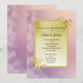 Invitation Pastel rose violet feuille d'or ÉLÉGANT MARIAGE (Devant / Derrière)