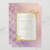 Invitation Pastel rose violet feuille d'or ÉLÉGANT MARIAGE (Devant / Derrière)