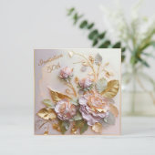 Invitation Pastel Rosegold Rose 50e (Debout devant)