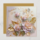 Invitation Pastel Rosegold Rose 60e (Devant / Derrière)