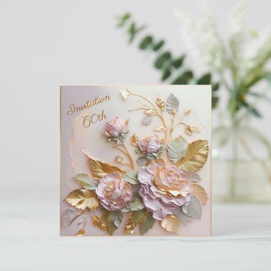 Invitation Pastel Rosegold Rose 60e (Debout devant)