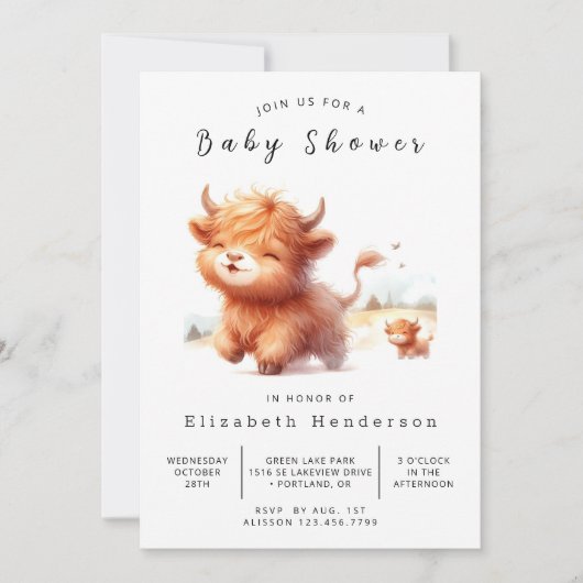 Invitation Pastel Rustic Barn Baby shower de vache (Devant)