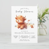 Invitation Pastel Rustic Barn Baby shower de vache (Debout devant)