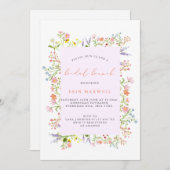 Invitation Pastel Rustic Fleur sauvage Frame Bridal Brunch (Devant / Derrière)