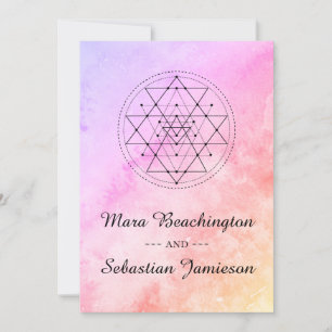 Invitation *~* Pastel Sacré Géométrie Mariage d'aquarelle
