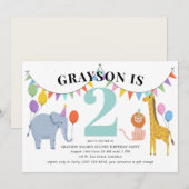 Invitation Pastel Safari Animaux Fête Anniversaire de enfant (Devant / Derrière)