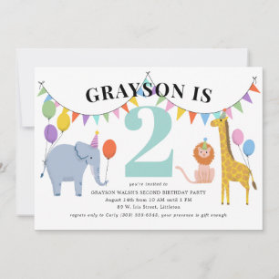 Invitation Pastel Safari Animaux Fête Anniversaire de enfant