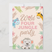 Invitation Pastel Safari joyeux Quatrième anniversaire (Dos)