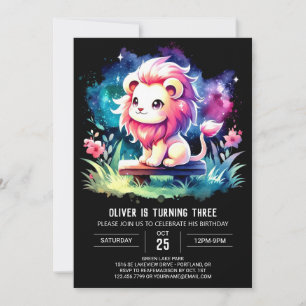 Invitation Pastel Safari Lion Anniversaire